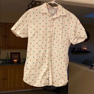 Red white and blue button down